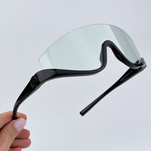 Gucci GG1650S 005 BRAND NEW Sunglasses Shiny Black  Green Unisex Shield Mask main image 9